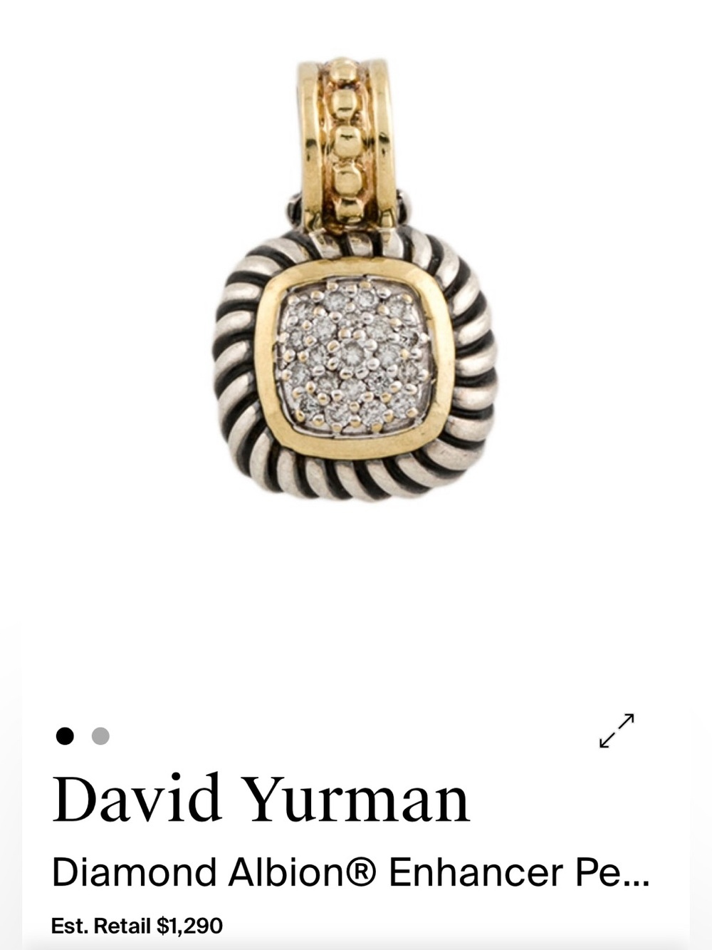 David Yurman Two-Tone Pave Diamond Albion Enhancer Pendant